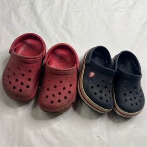 Lot Of 2 Youth Crocs Classic Kids' Clogs Sandals Shoes Red Blue Sz 6/7 A020923